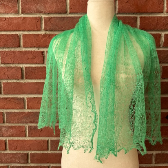 •Vintage Macy Assocation Wool Knit Green Scarf 24”x43”Made in England NWOT - Picture 10 of 10